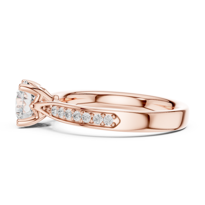 Round Lab Diamond Pave Solitaire Engagement Ring - View 8