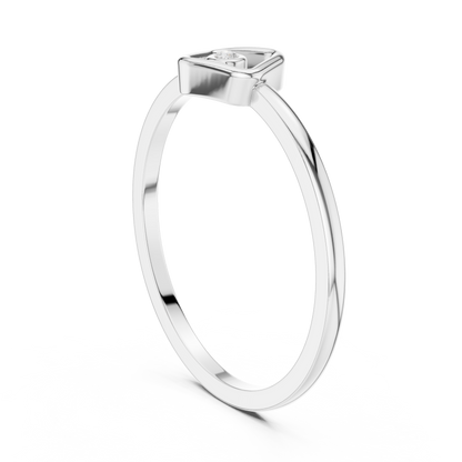 Round Cut Lab Diamond Open Square Geometric Solitaire Ring - View 12