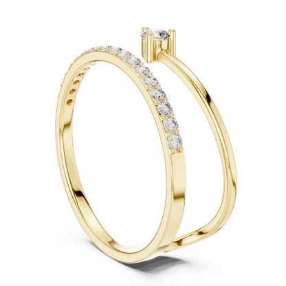 Round Cut Lab Diamond Open Wrap Pave Bypass Ring - View 5