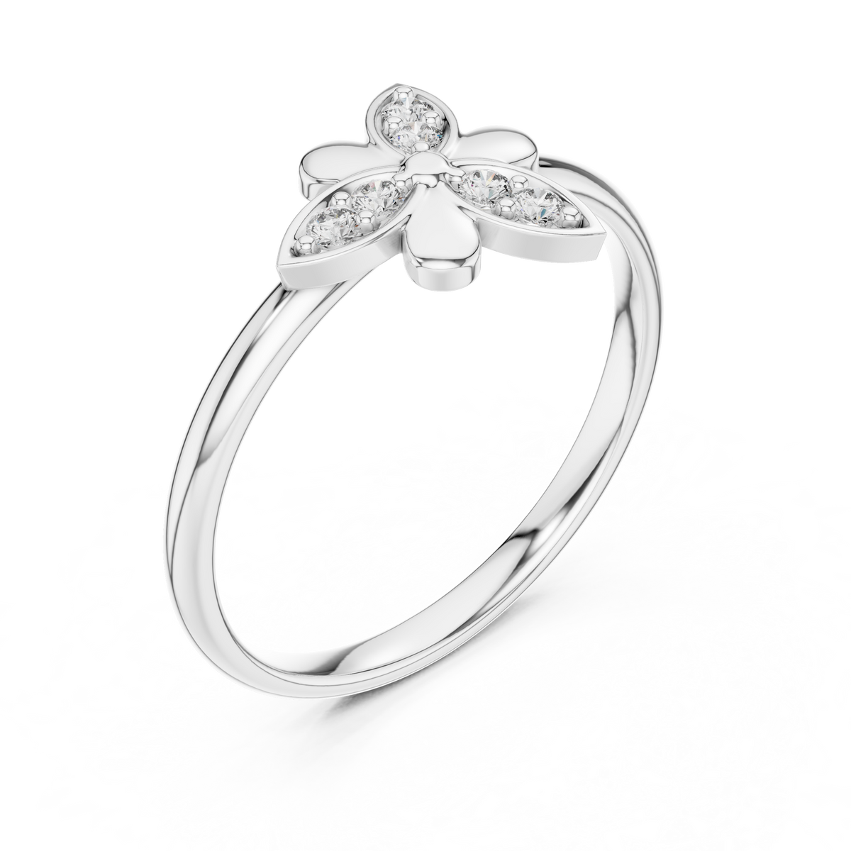 round lab diamond cluster promise ring - view 4