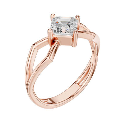 Asscher Cut Lab Diamond Solitaire Ring Open Split Shank - View 5