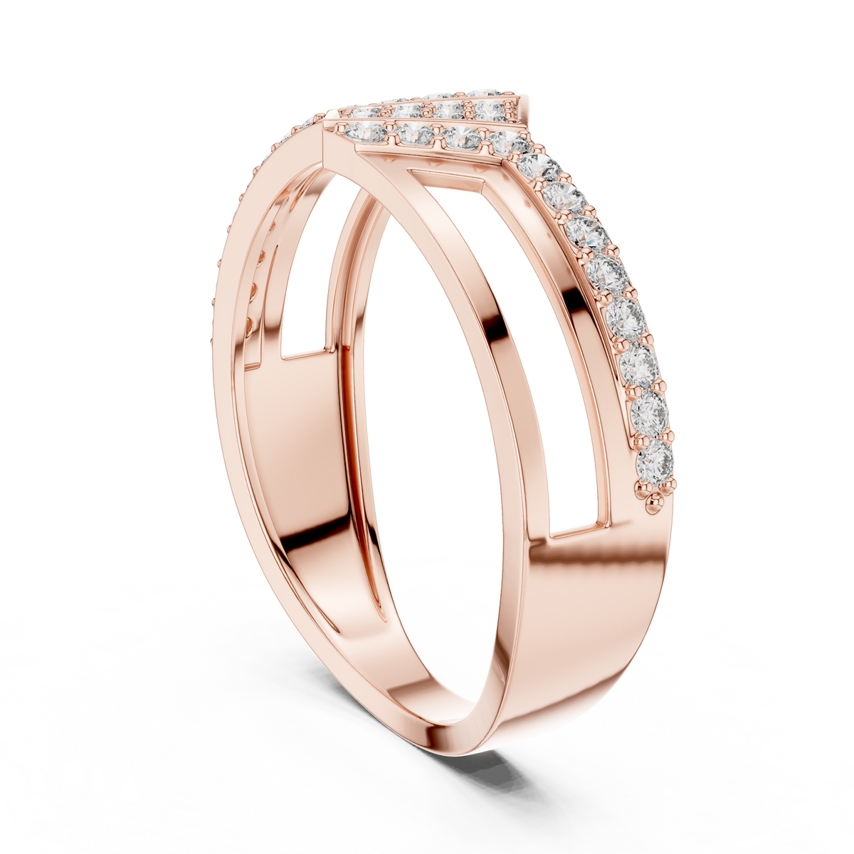 round lab diamond openwork statement ring geometric pave band - view 8