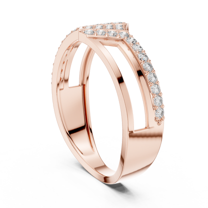 Round Lab Diamond Openwork Statement Ring Geometric Pave Band - View 8