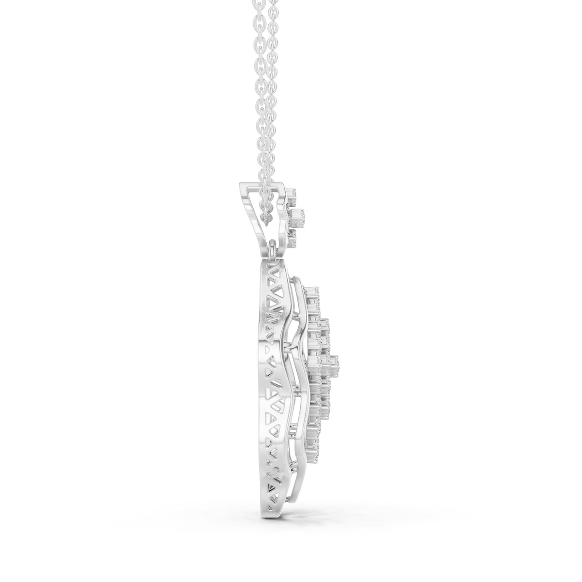 openwork quatrefoil moissanite pattern necklace - view 6