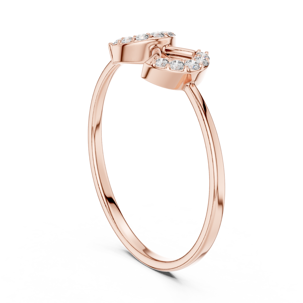 geometric open double chevron moissanite diamond stackable engagement ring - view 6