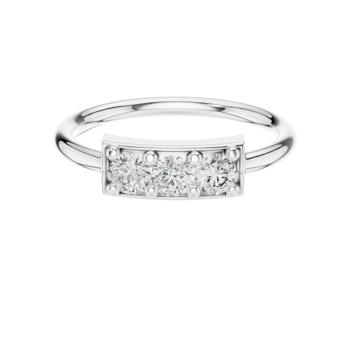 Round Three Stone Lab Diamond Minimalist Ring - View 3