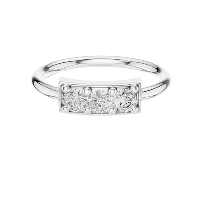 Round Three Stone Lab Diamond Minimalist Ring - View 3