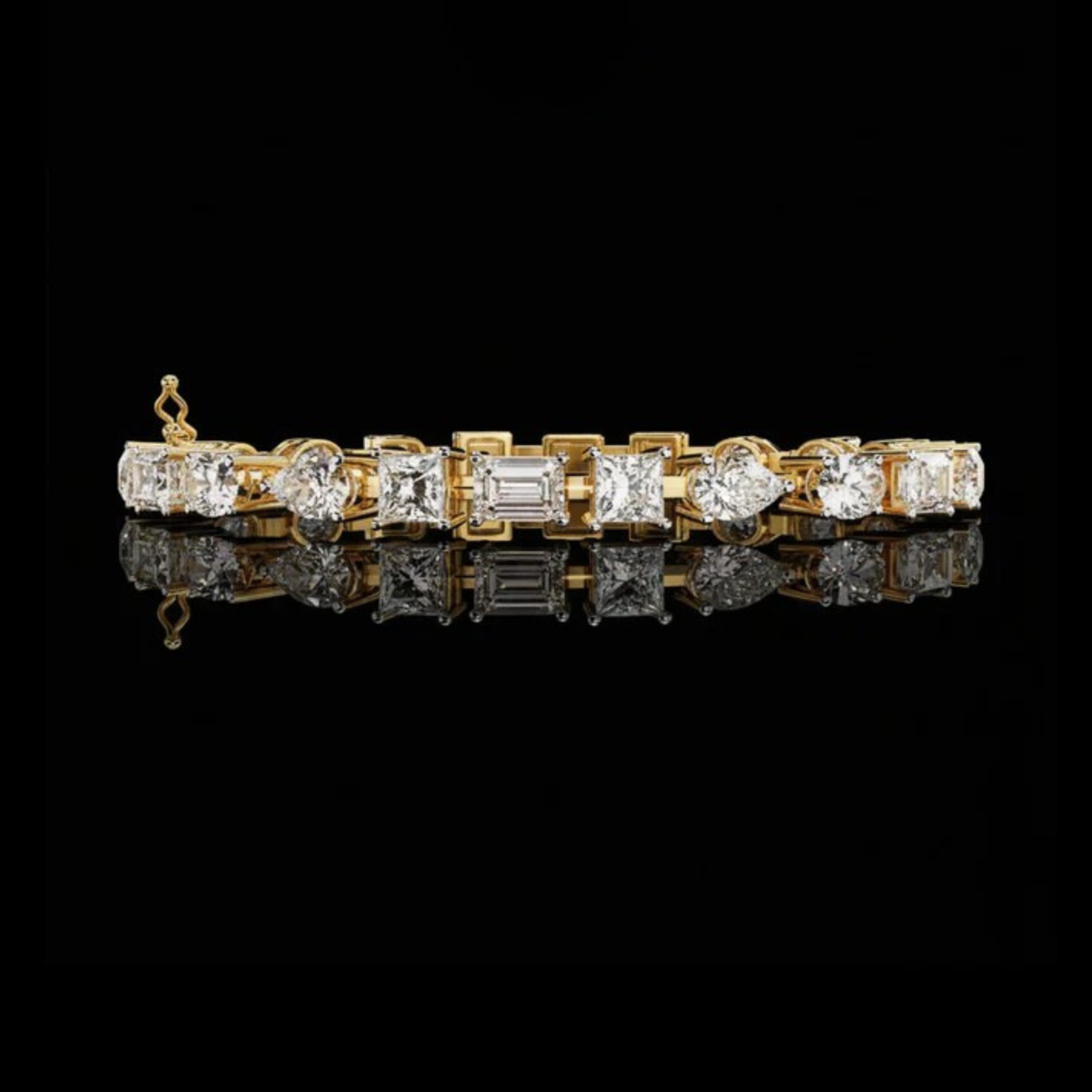 mixed shape lab diamond statement tennis bracelet