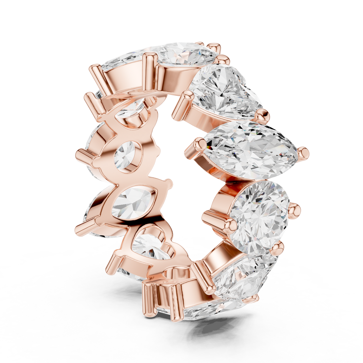 multi shape lab diamond pave setting wedding band - view 11