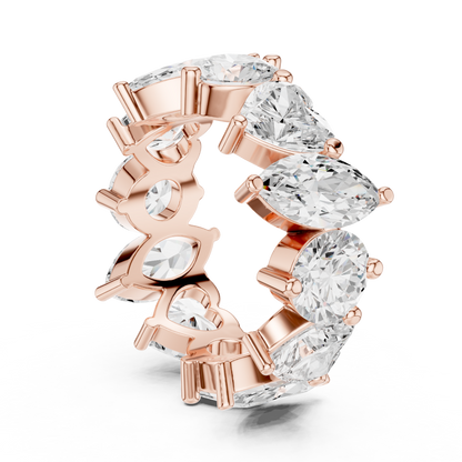 Multi Shape Lab Diamond Pave Setting Wedding Band - View 11