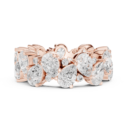 Pear and Round Cut Moissanite Diamond Anniversary Band Ring - View 2