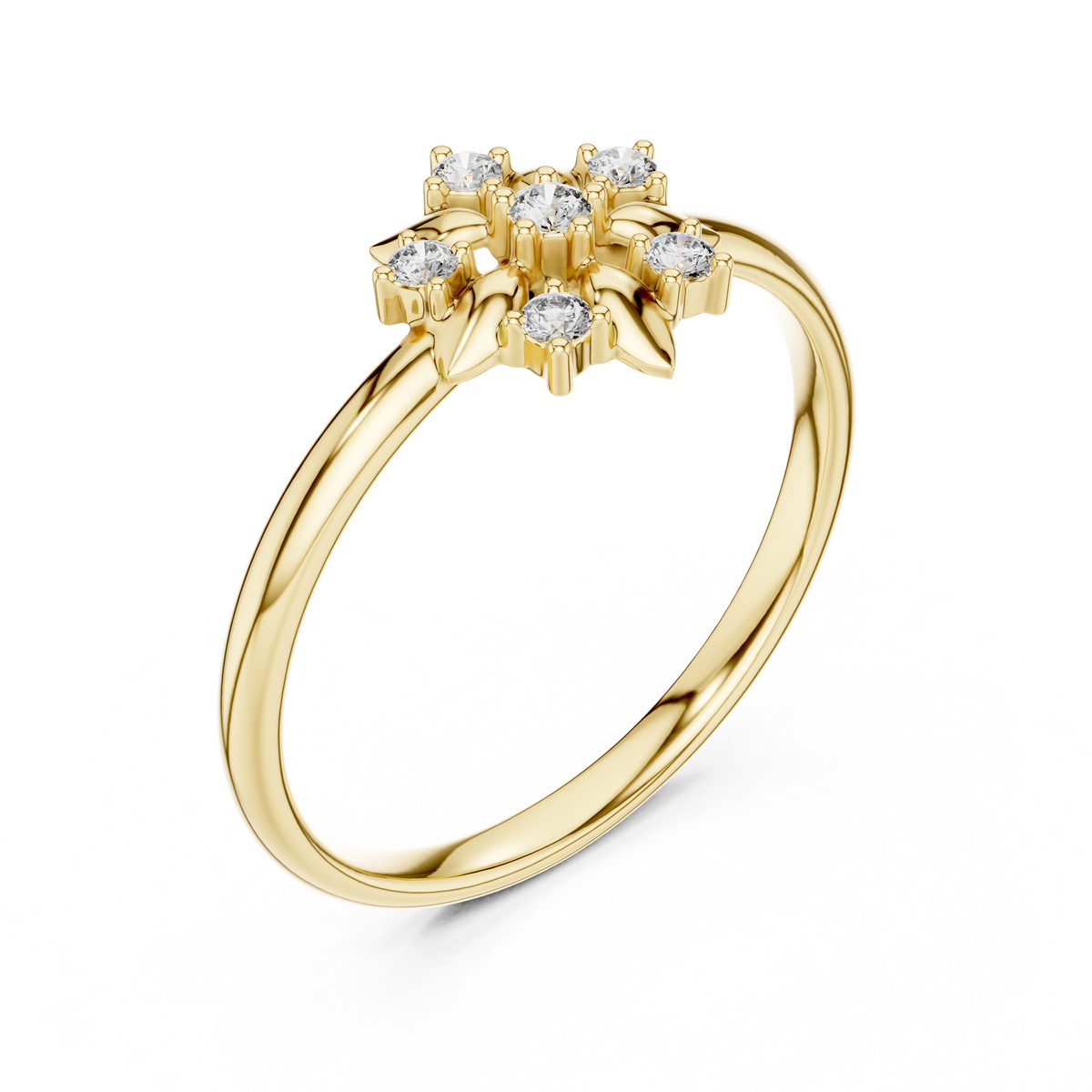 round lab diamond floral cluster delicate ring - view 11