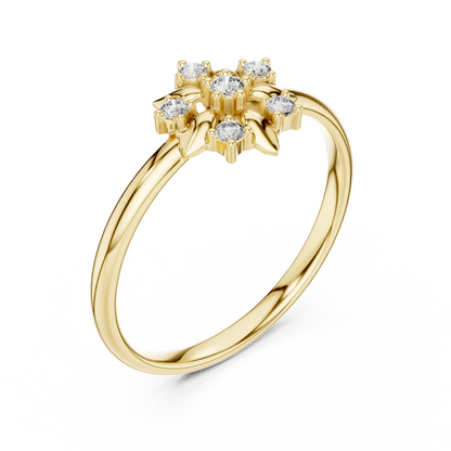 Round Lab Diamond Floral Cluster Delicate Ring - View 11