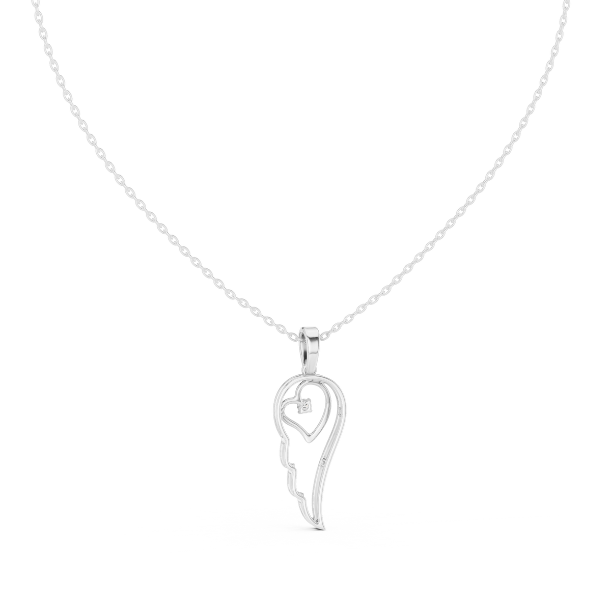 Abstract Spiritual Silhouette Charm Pendant with Round Lab Grown Diamond - View 9
