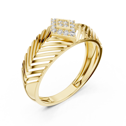 Round Lab Grown Diamond Pavé Chevron Statement Ring - View 4