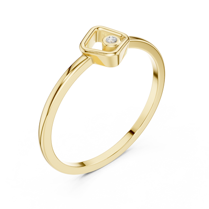Round Cut Lab Diamond Open Square Geometric Solitaire Ring - View 4