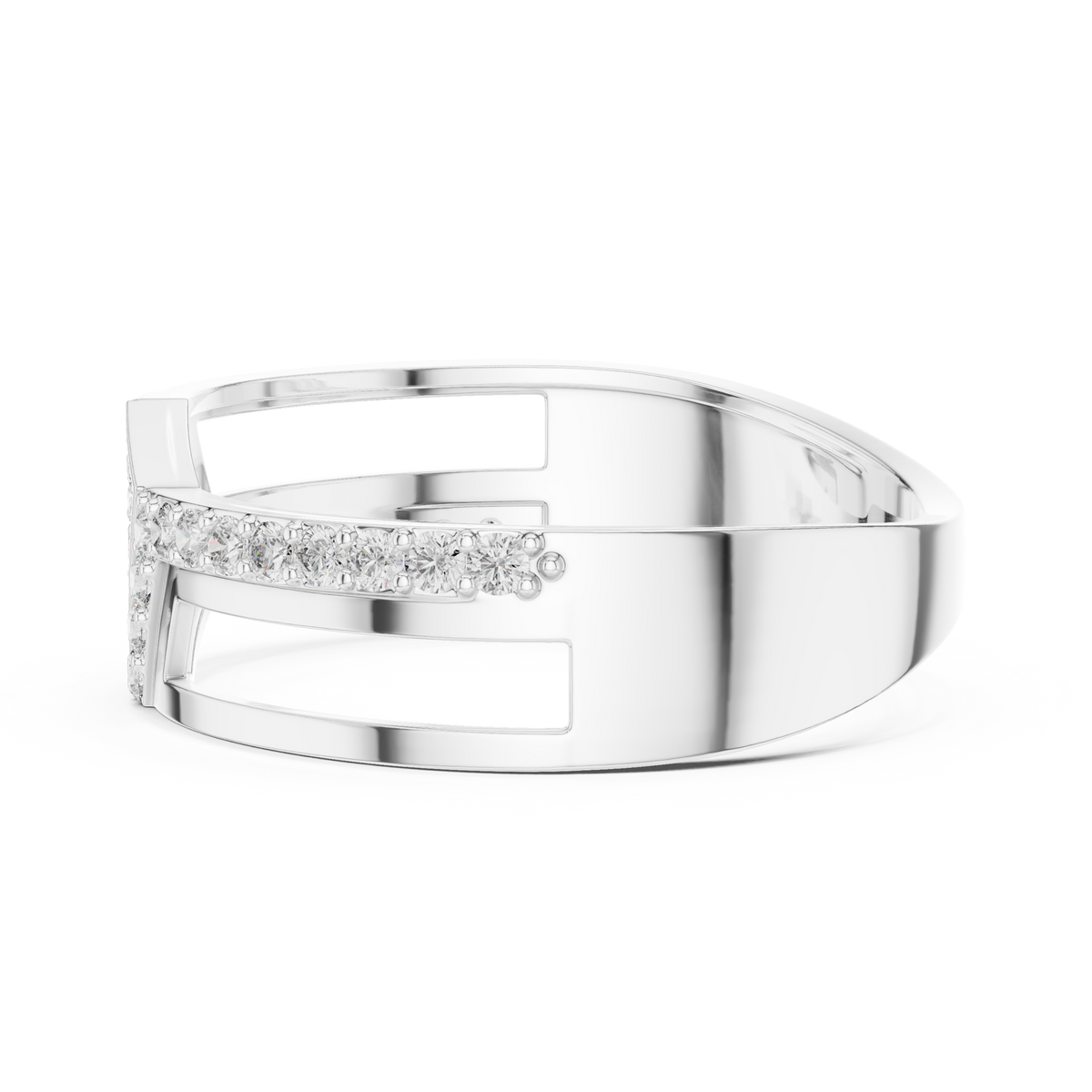round lab diamond openwork statement ring geometric pave band - view 12