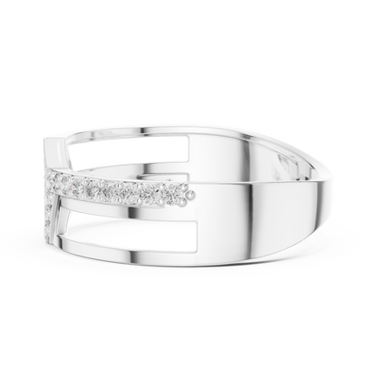 Round Lab Diamond Openwork Statement Ring Geometric Pave Band - View 12