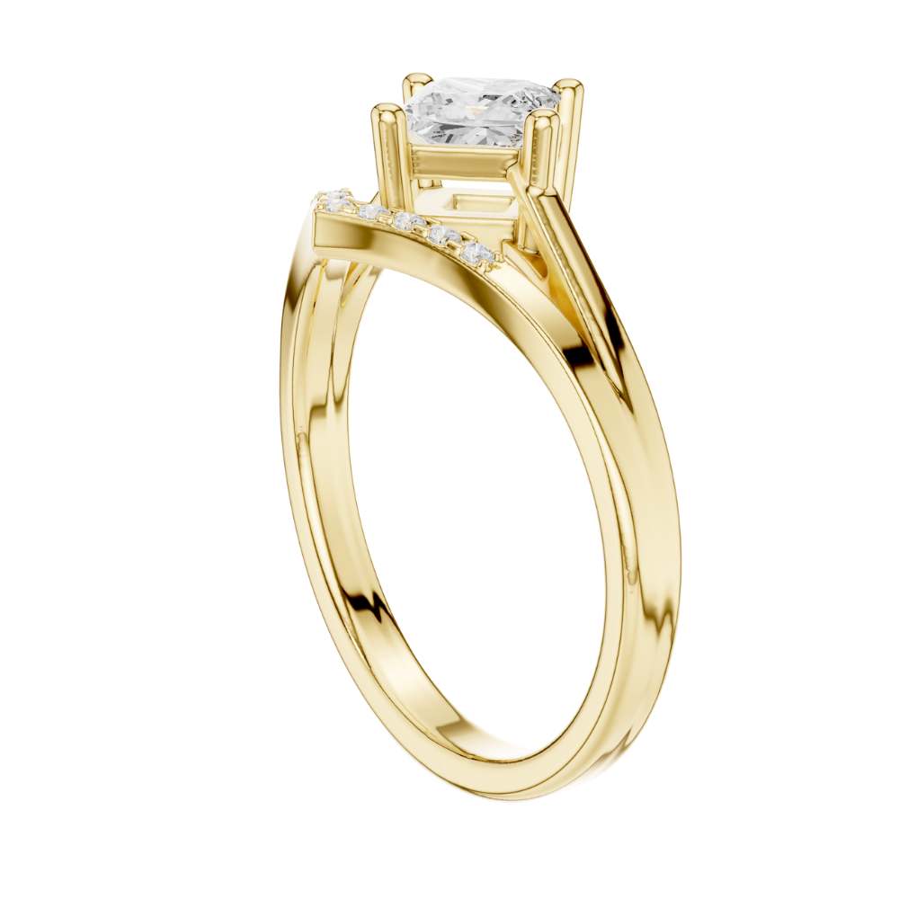 Princess Cut Moissanite Diamond Chevron Engagement Ring - View 10