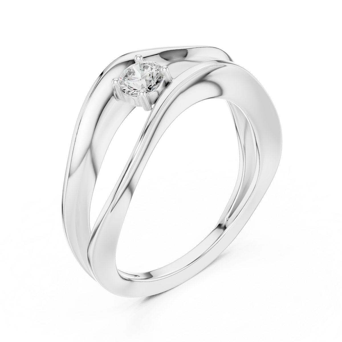 round solitaire twisted sculpted split band lab grown ring - view 6