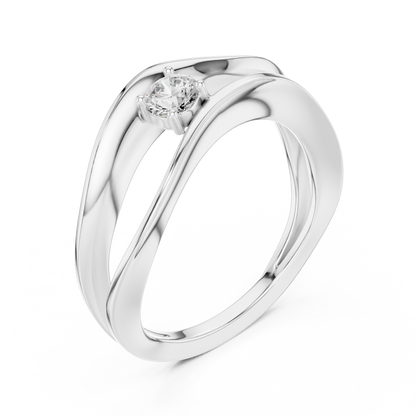 Round Solitaire Twisted Sculpted Split Band Lab Grown Ring - View 6
