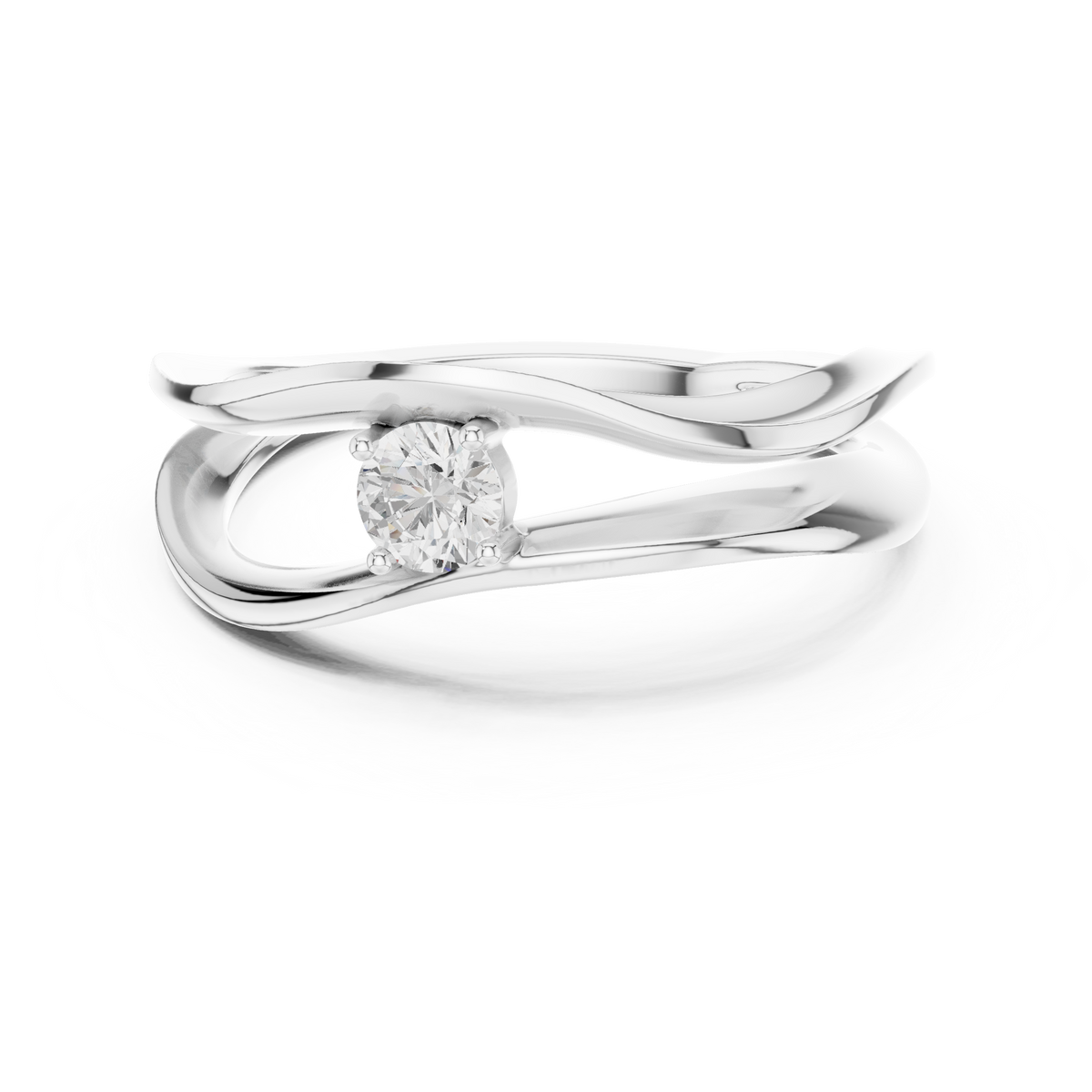 round solitaire twisted sculpted split band lab grown ring - view 8