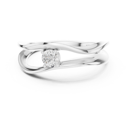 Round Solitaire Twisted Sculpted Split Band Lab Grown Ring - View 8