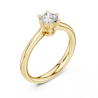 Round Cut Lab Diamond Delicate Solitaire Engagement Ring - View 2