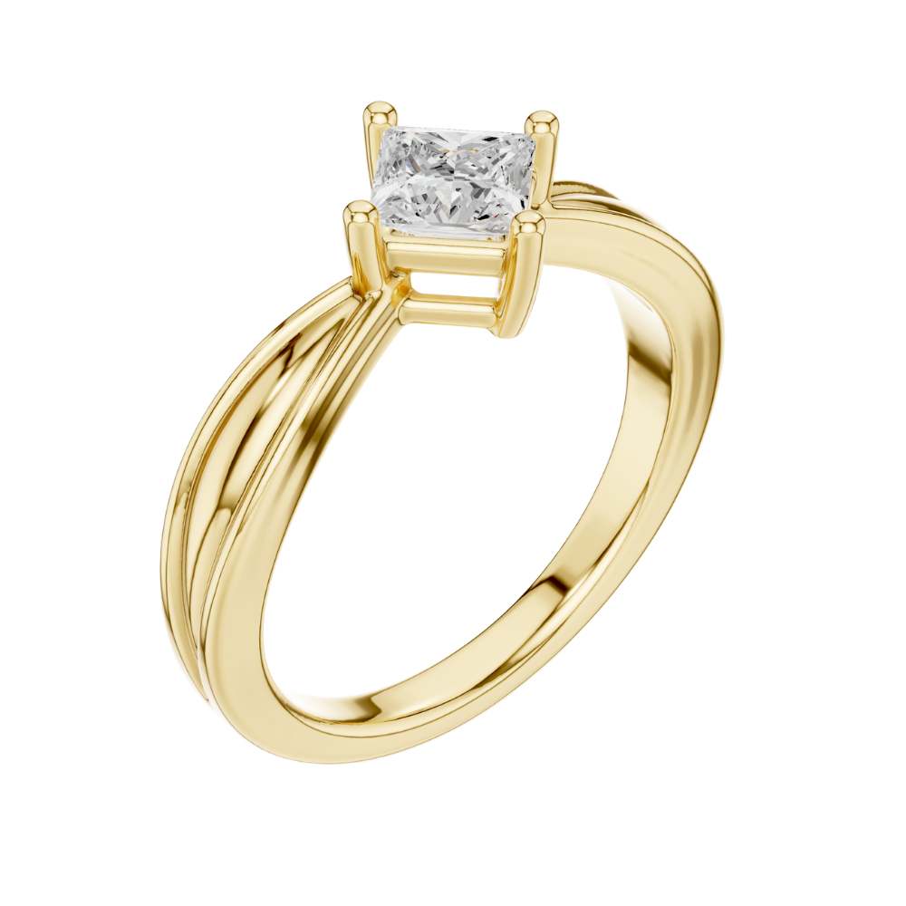 Princess Cut Split Shank Lab Diamond Solitaire Engagement Ring - View 4