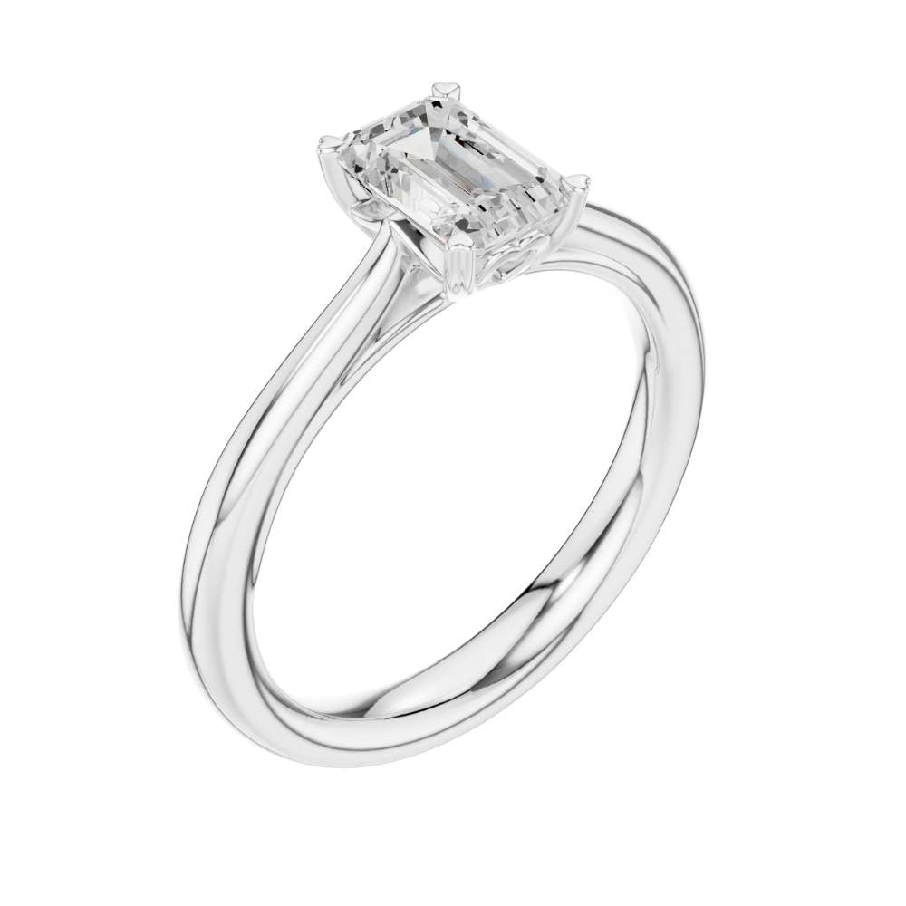 Brilliant Emerald Cut Lab Diamond Classic Solitaire Ring - View 6