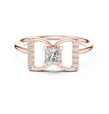 Princess Cut Geometric Pave Split Shank Lab Diamond Ring - View 2