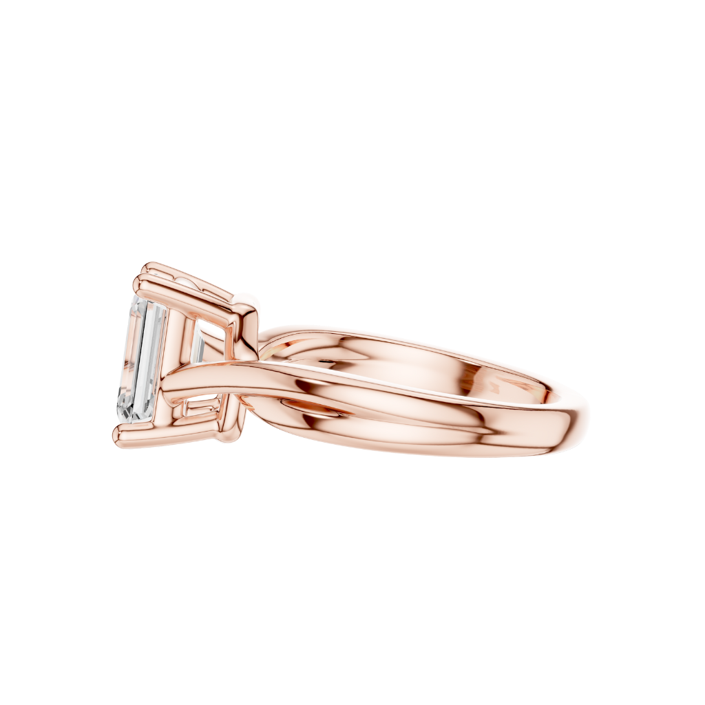 emerald cut solitaire twisted split shank moissanite diamond ring - view 5