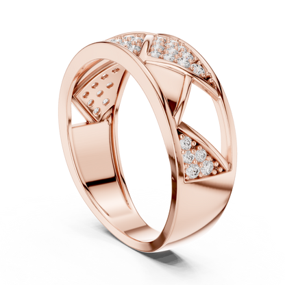 Round Cut Moissanite Diamond Men's Triangular Pave Pattern Statement Ring - View 8