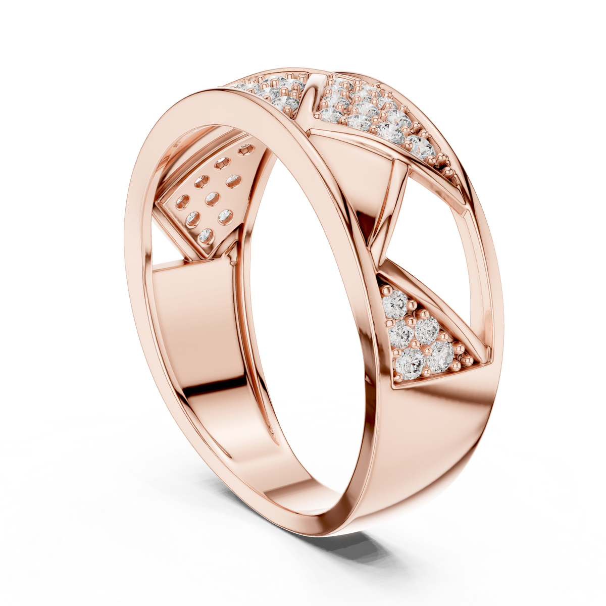 Round Cut Lab Grown Diamond Men's Triangular Pave Pattern Statement Ring - View 8