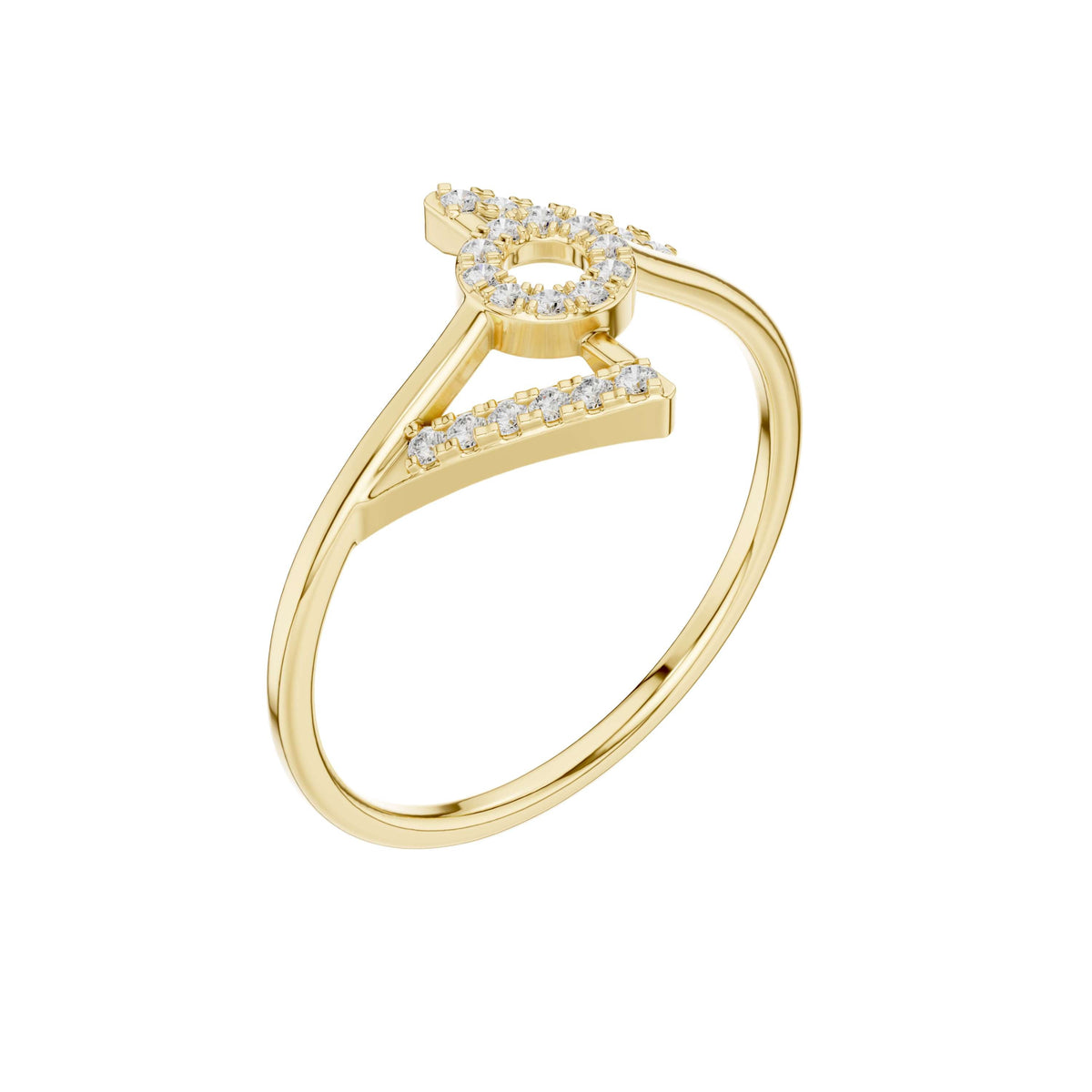 open circle pave lab diamond delicate ring - view 4