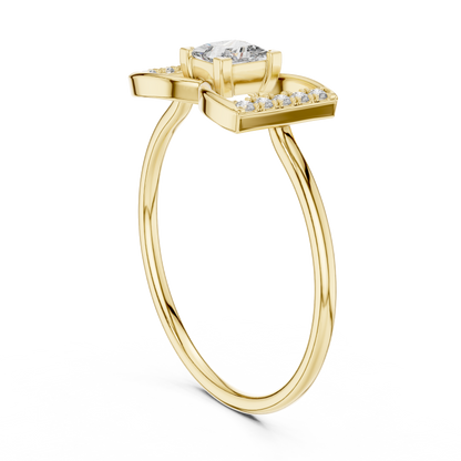 Princess Cut Geometric Pave Split Shank Lab Diamond Ring - View 10