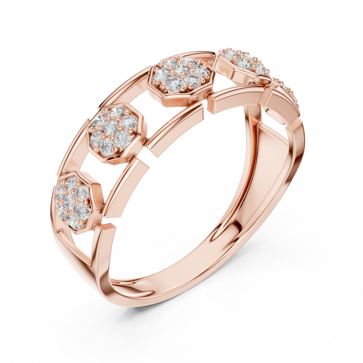 Round Cut Lab Diamond Openwork Band Ring - View 5
