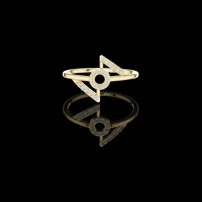 Open Circle Pave Moissanite Diamond Delicate Ring