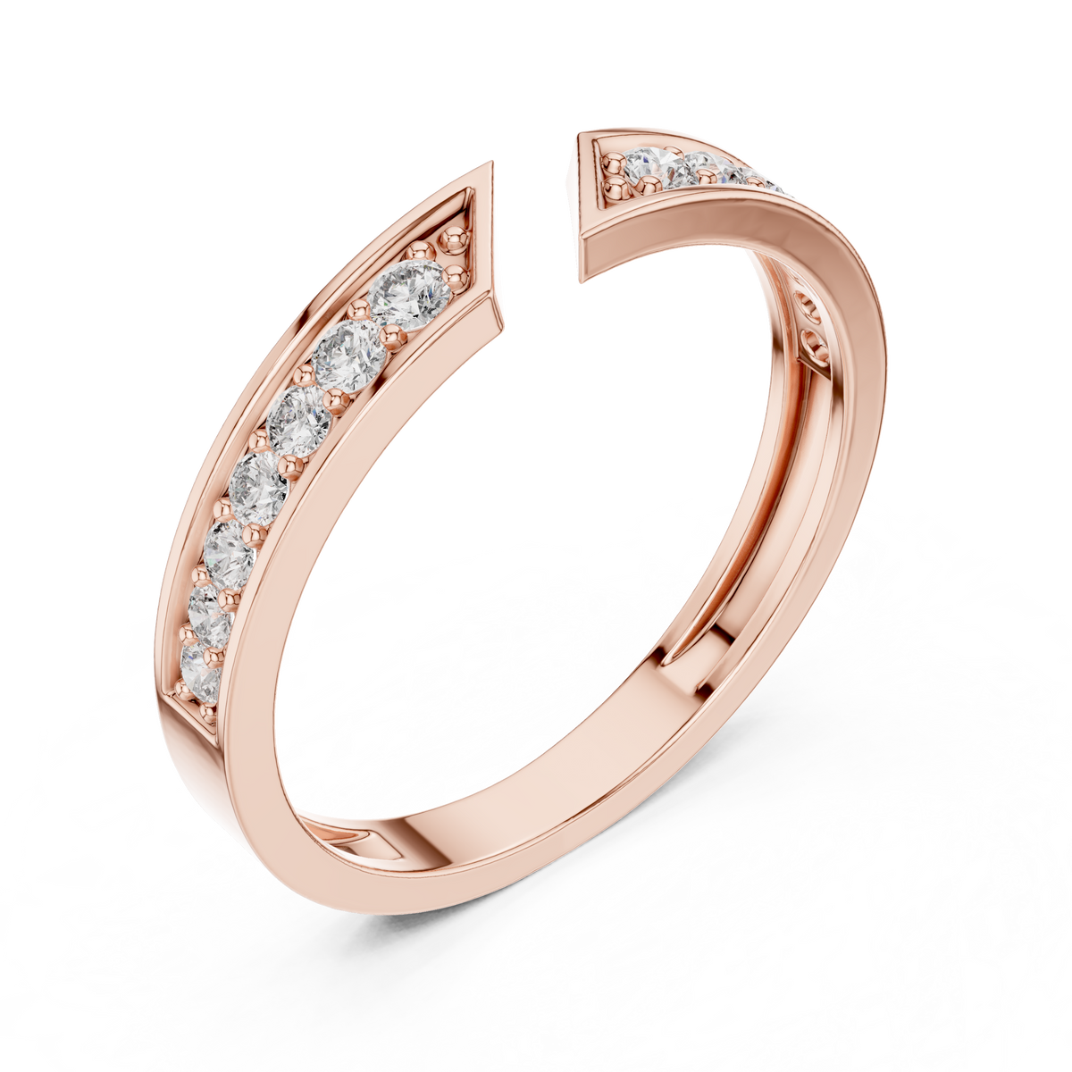 round cut open chevron lab diamond stackable wedding band - view 5