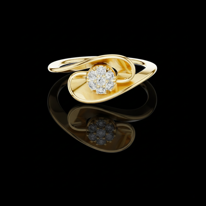 Round Lab Diamond Cluster Abstract Swirl Statement Ring