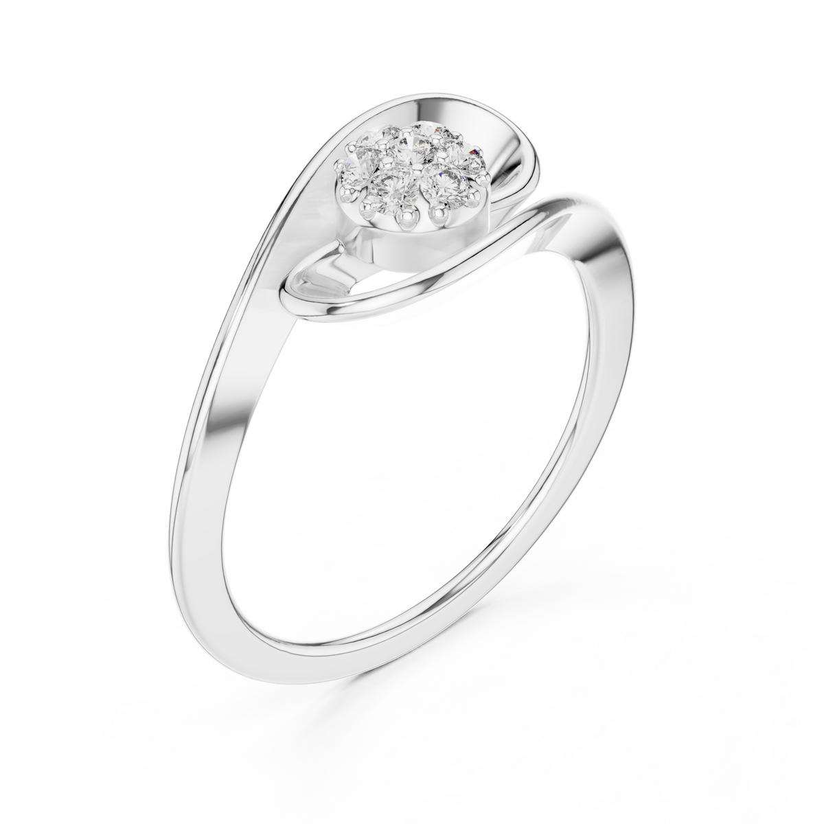 round lab diamond cluster abstract swirl statement ring - view 4