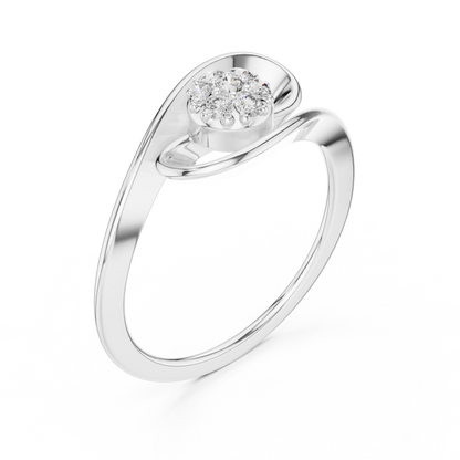 Round Lab Diamond Cluster Abstract Swirl Statement Ring - View 4