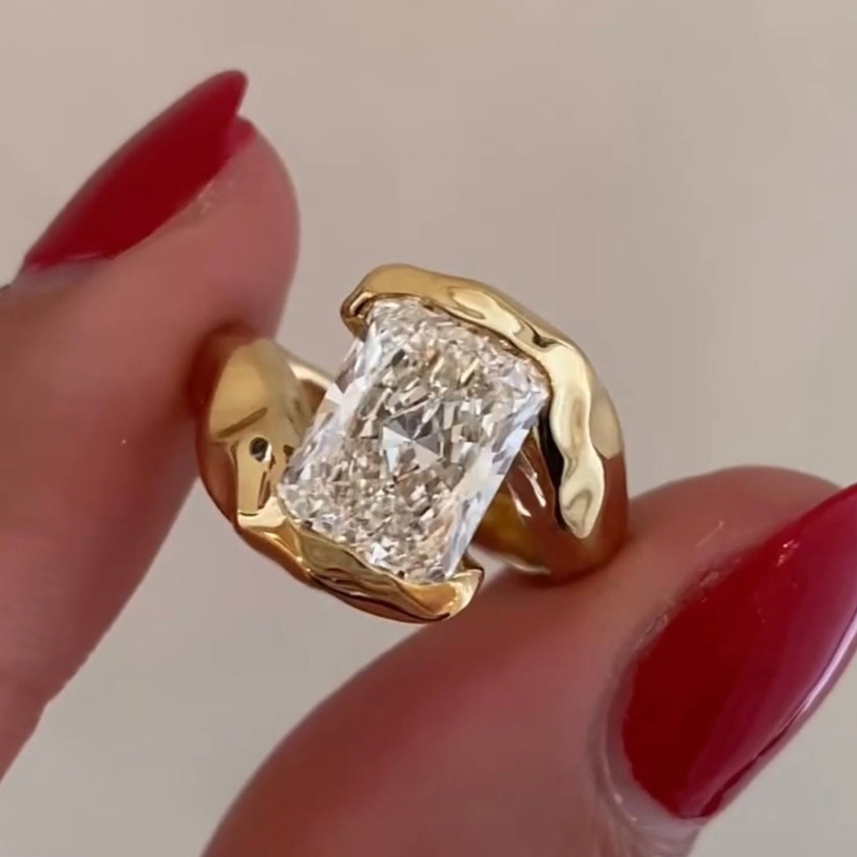 radiant cut lab diamond wrap solitaire ring - view 3