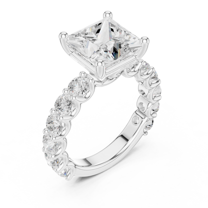 Pave Setting Princess Cut Lab Diamond Wedding Ring - View 4