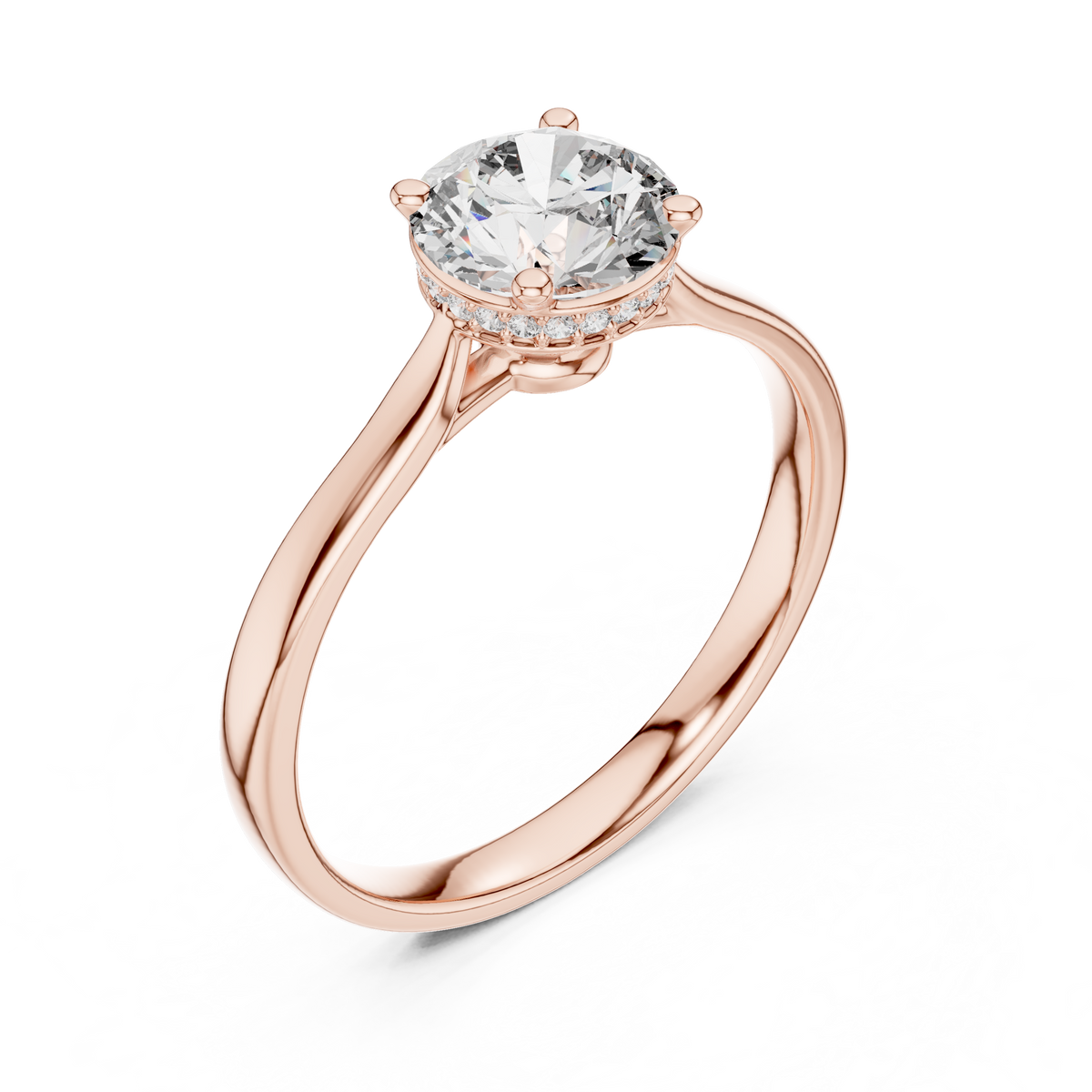 Delicate Round Cut Lab Diamond Solitaire Engagement Ring - View 10