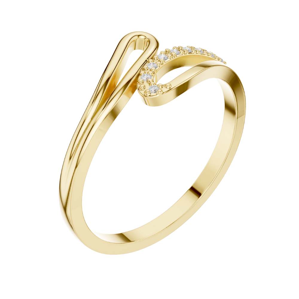 open swirl round lab diamond pave ring - view 4