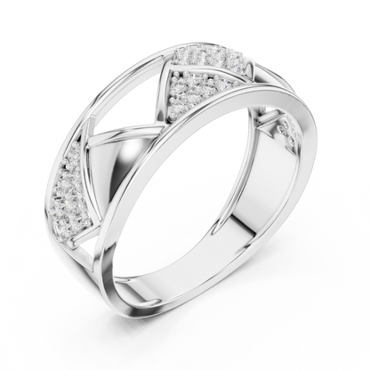 Round Cut Lab Grown Diamond Men's Triangular Pave Pattern Statement Ring - View 6