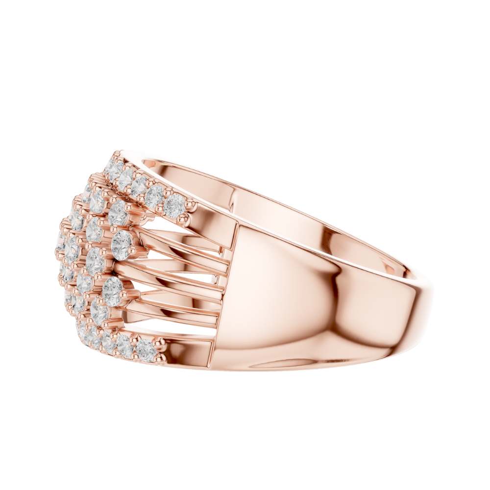 round cut multi row pave lab diamond statement band ring - view 8