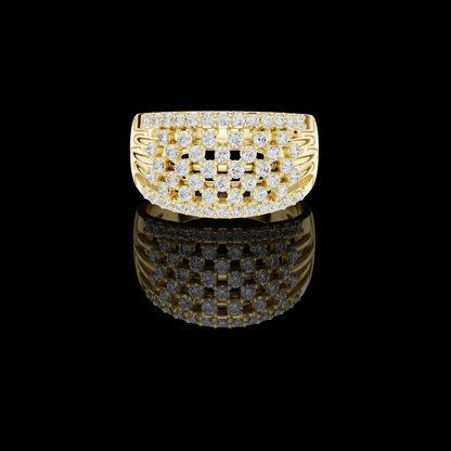 Round Cut Multi Row Pave Lab Diamond Statement Band Ring