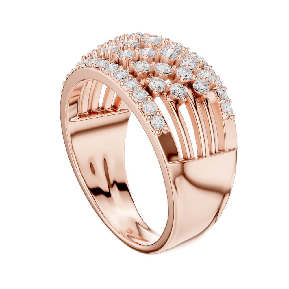 round cut multi row pave lab diamond statement band ring - view 11